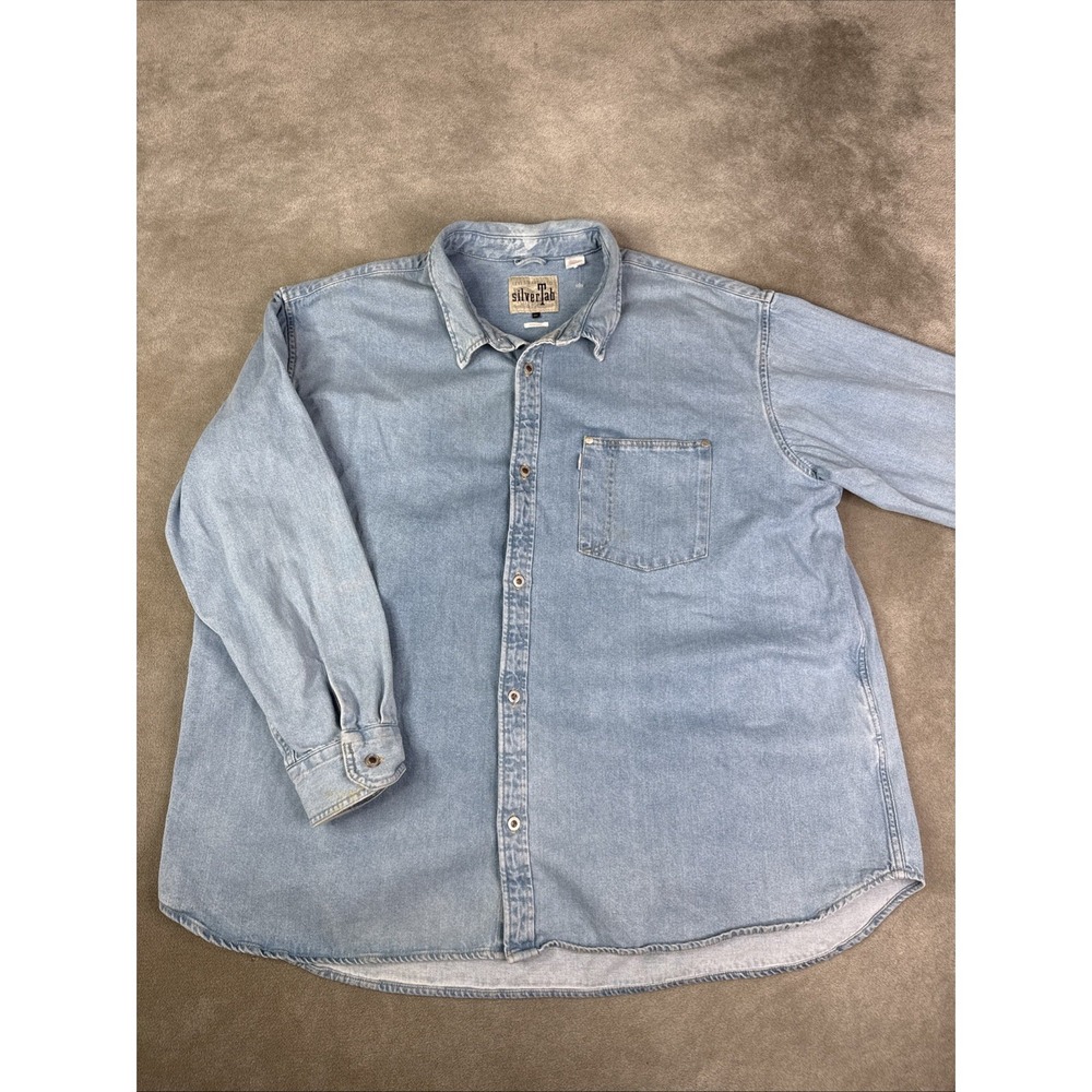 Levi's SilverTab Oversized Denim Shirt Men's 2XL Light Wash Button Front